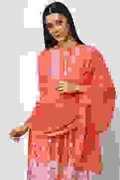 Coral Polyester Dupatta image number 0