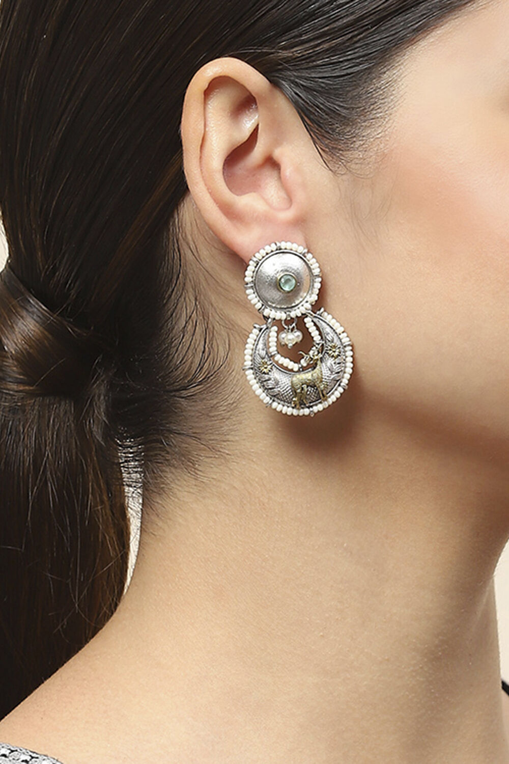 Dual Oxidised Alloy Earrings image number 1