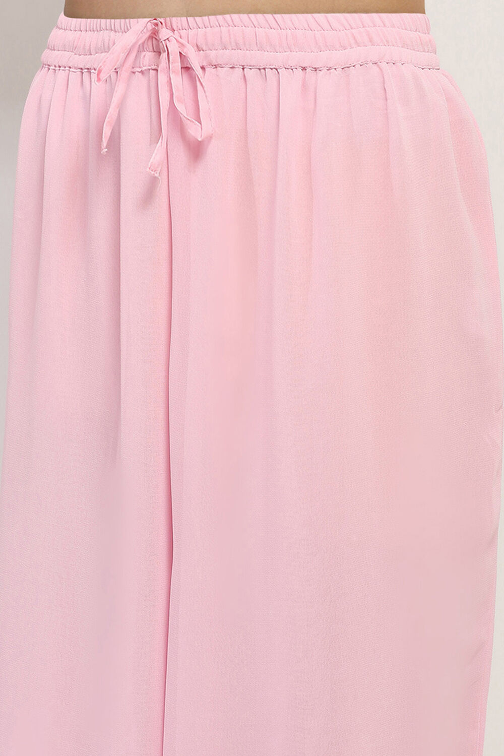 Pink Solid Straight Palazzos image number 1
