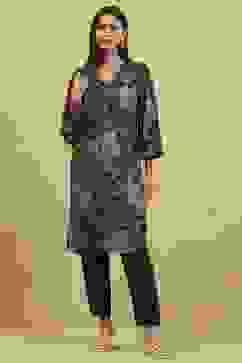 Black Viscose Rayon Printed Straight Kurta image number 5