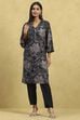 Blue Printed Straight Kurta image number 5