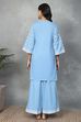 Blue Cotton Printed Kurta Palazzo Set image number 4