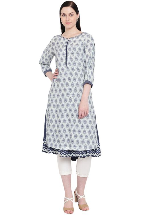 Indigo Rayon Straight Kurta image number 0