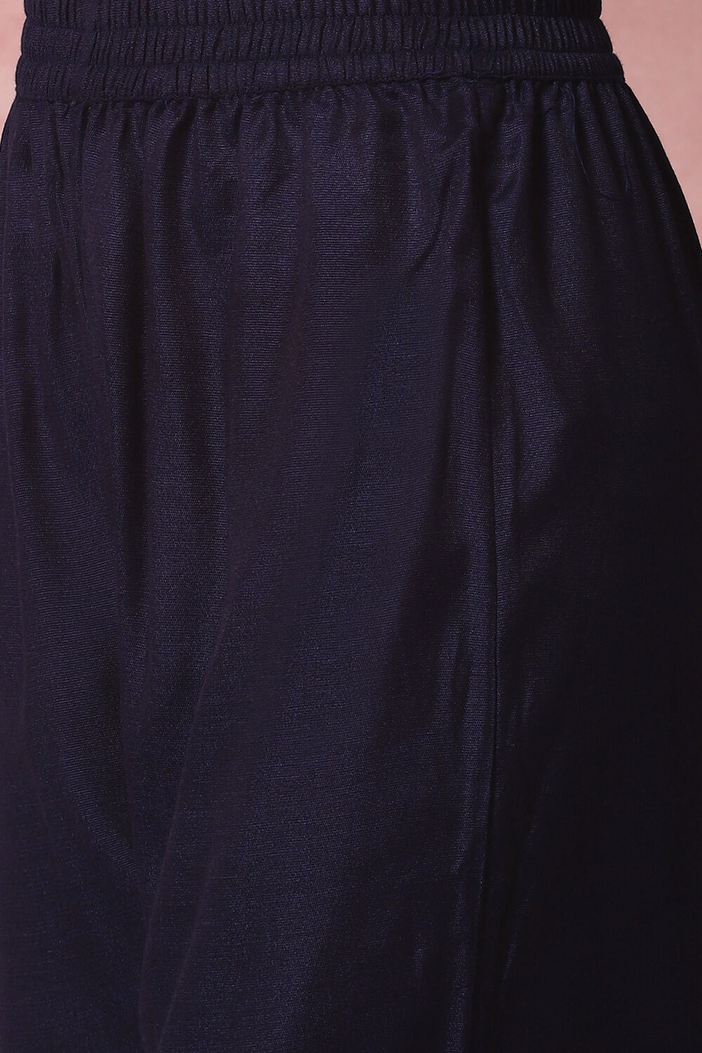 Navy Blue Art Silk Straight Suit Set image number 2
