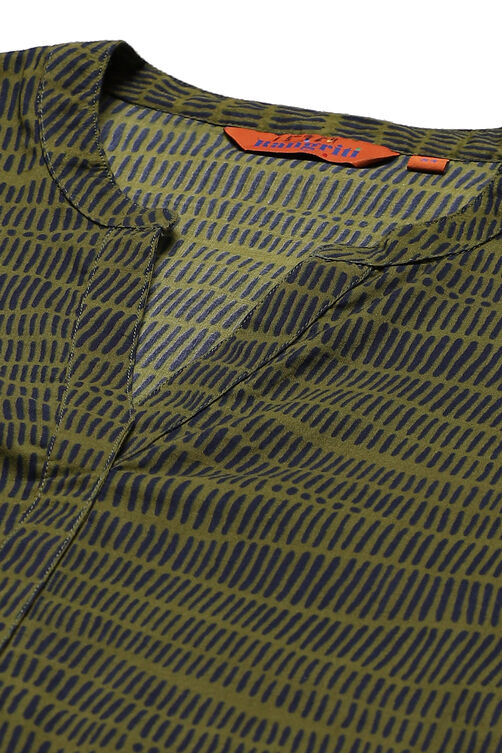 Olive Green Cambric Cotton Straight Kurta image number 1