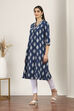 Blue Cotton A-line & Kalidar Kurtas image number 2