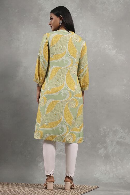 Ecru Viscose Rayon Printed Straight Kurta image number 5