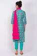 Green Cotton Straight Suit Set image number 4