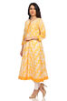 Yellow Kalidar Poly Cotton Kurta image number 3
