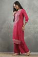 Purple Viscose Straight Kurta Pants Set image number 3