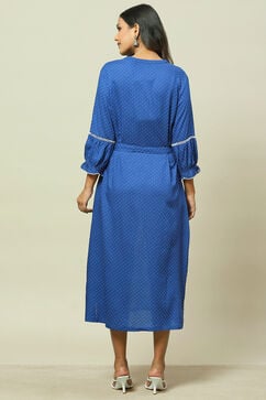 Blue LIVA Straight Dress image number 4