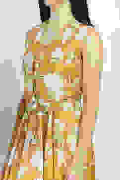 Yellow Viscose Blend Flared Dress image number 1
