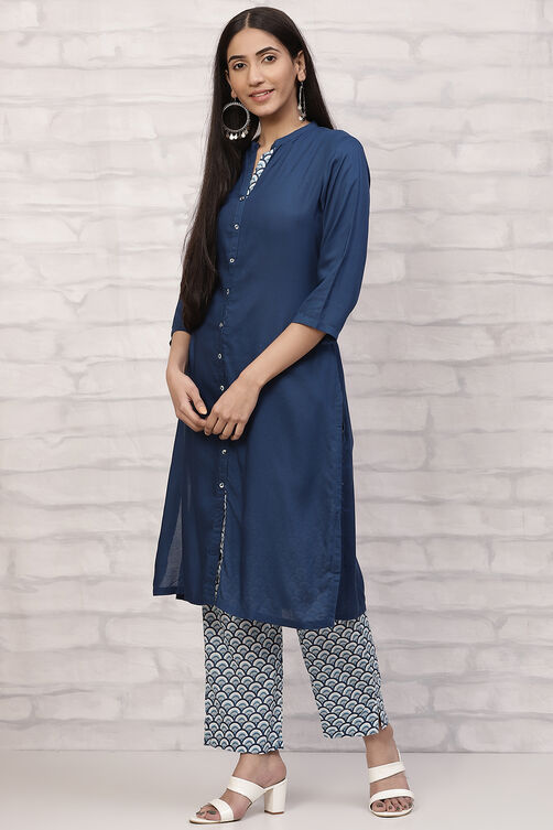 Fuschia Straight Printed Suit Set image number 3