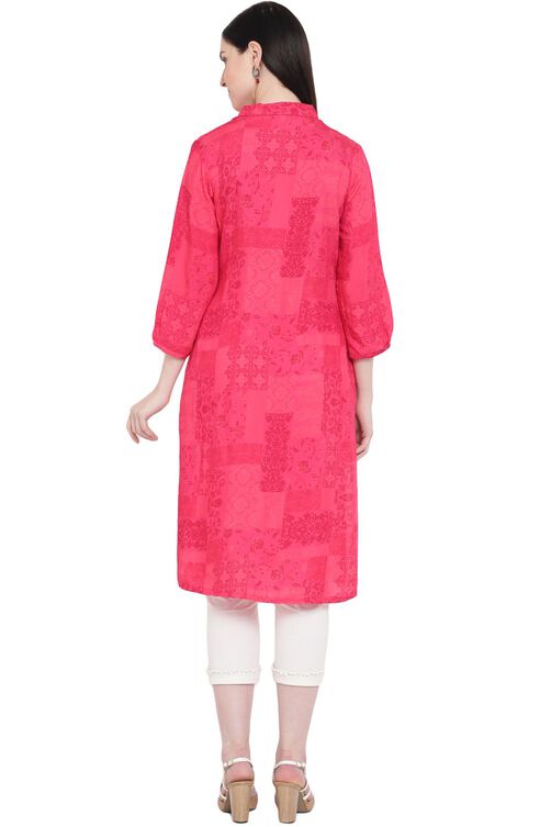 Pink Viscose Straight Kurta image number 4