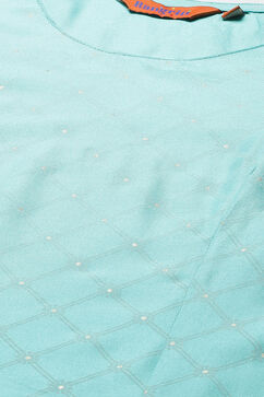 Blue Viscose Rayon Flared Dress image number 1