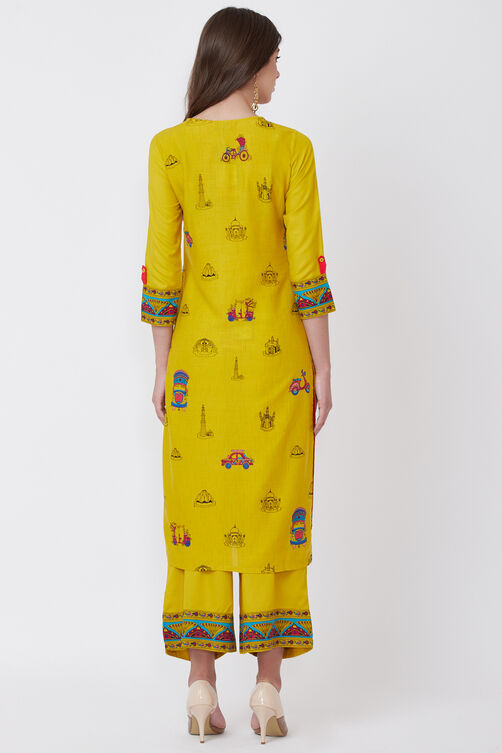 Yellow Viscose Rayon Straight Kurta image number 5