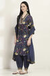 Navy Cotton Straight Set image number 3