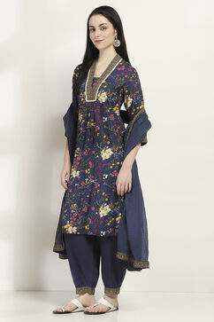 Navy Cotton Straight Set image number 3