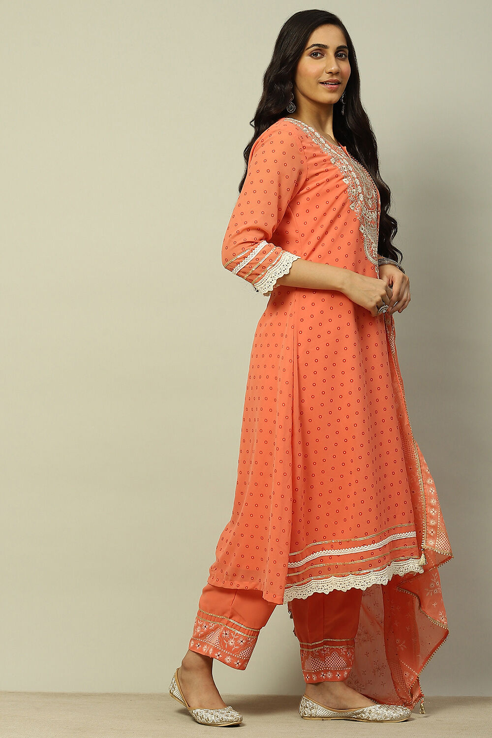 Coral Polyester Straight Suit Set image number 5