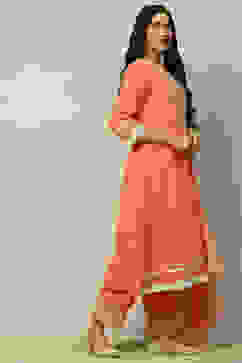 Coral Polyester Straight Suit Set image number 5