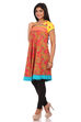 Yellow Cotton Flared Kurta image number 3