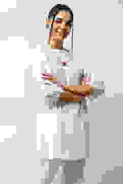 White Cotton Printed Straight Top image number 4