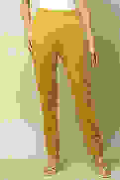 Mustard Acrylic Regular Solid Legging image number 4