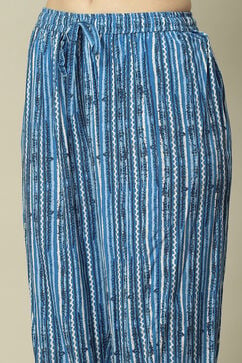 Blue LIVA Straight Printed Kurta Palazzo Suit Set image number 2