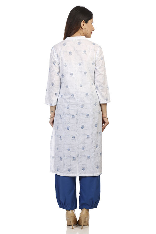 White Straight Cambric Cotton Kurta image number 4