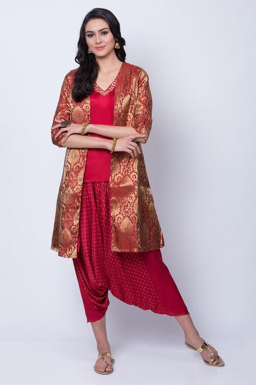 Yellow Polyester Viscose Straight Suit Set image number 0