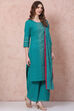 Green Cotton Flex Straight Suit Set image number 6