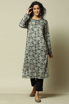 Blue Acrylic Printed Kurta image number 0