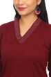 Maroon Straight Cotton Kurta image number 1