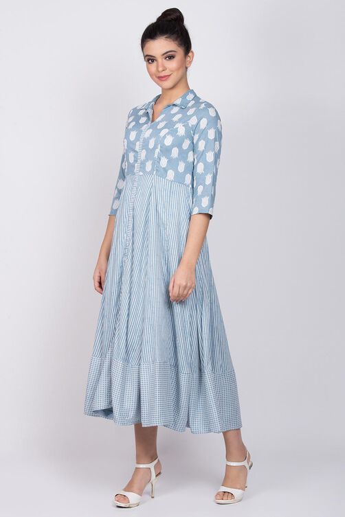 Grey Viscose Kalidar Dress image number 2