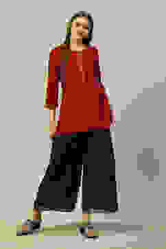 Indigo LIVA Straight Printed Palazzo image number 0