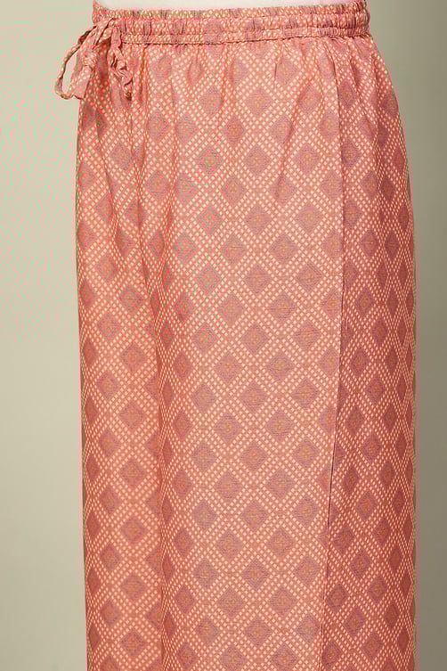 Coral Floral Printed Straight Kurta Palazzo Set image number 2