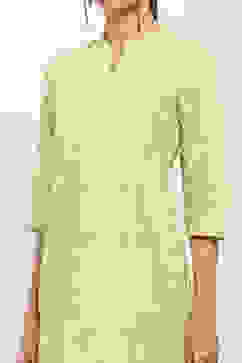 Lime Cotton Printed Straight Kurta image number 1