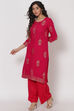 Pink Viscose Rayon Kurta image number 3