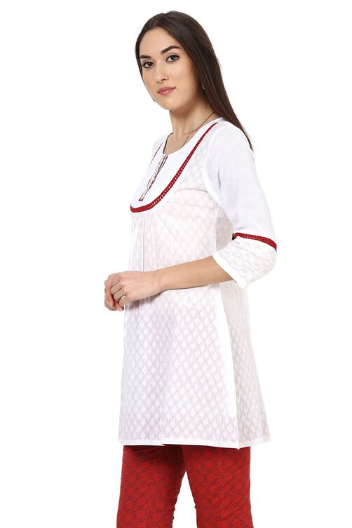 White A-Line Cotton Indie Top image number 2