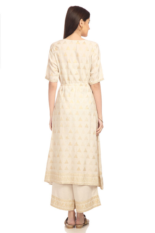 Ecru Flared Viscose Dress image number 4