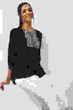 Indigo Solid Straight Gathered Top image number 6