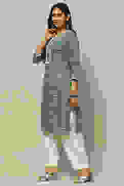 Sage Green Rayon Staight Kurta image number 2