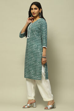 Sage Green Rayon Staight Kurta image number 2