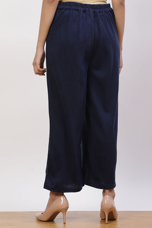 Black Acrylic Winter Palazzo Pants image number 4