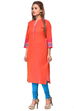 Pink Straight Cotton Kurta image number 1