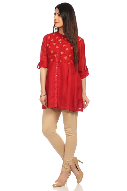 Red A Line Poly Cotton Indie Top image number 3