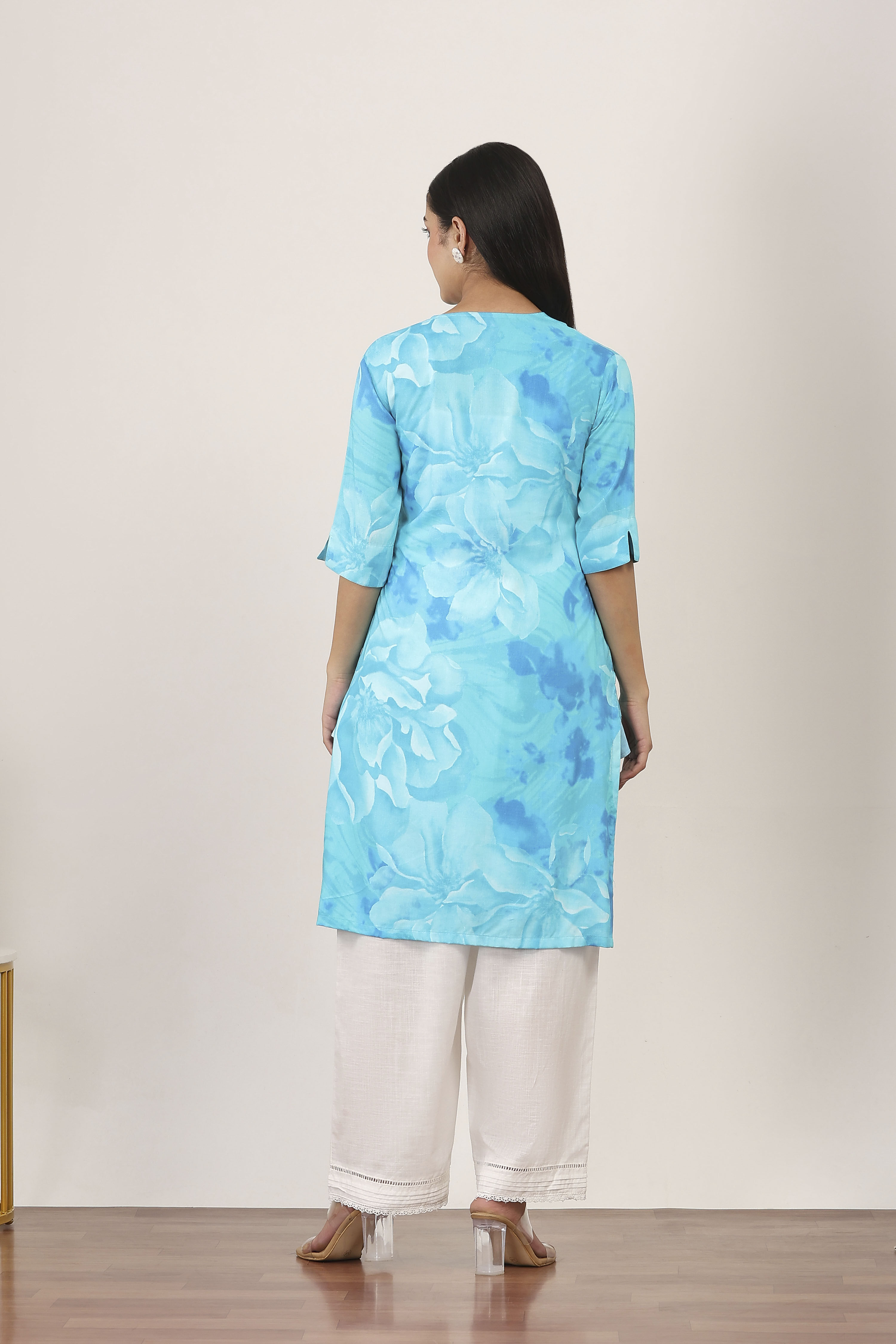 Blue Rayon Straight Kurtas image number 3