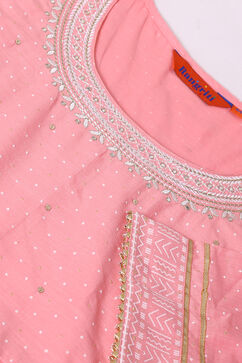 Peach Cotton Slub Kalidar Kurta image number 5