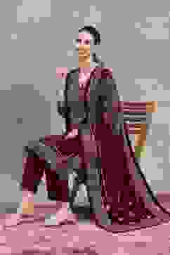 Green-Maroon Polyester Printed Straight Suit Set image number 0