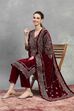 Green-Maroon Polyester Printed Straight Suit Set image number 0